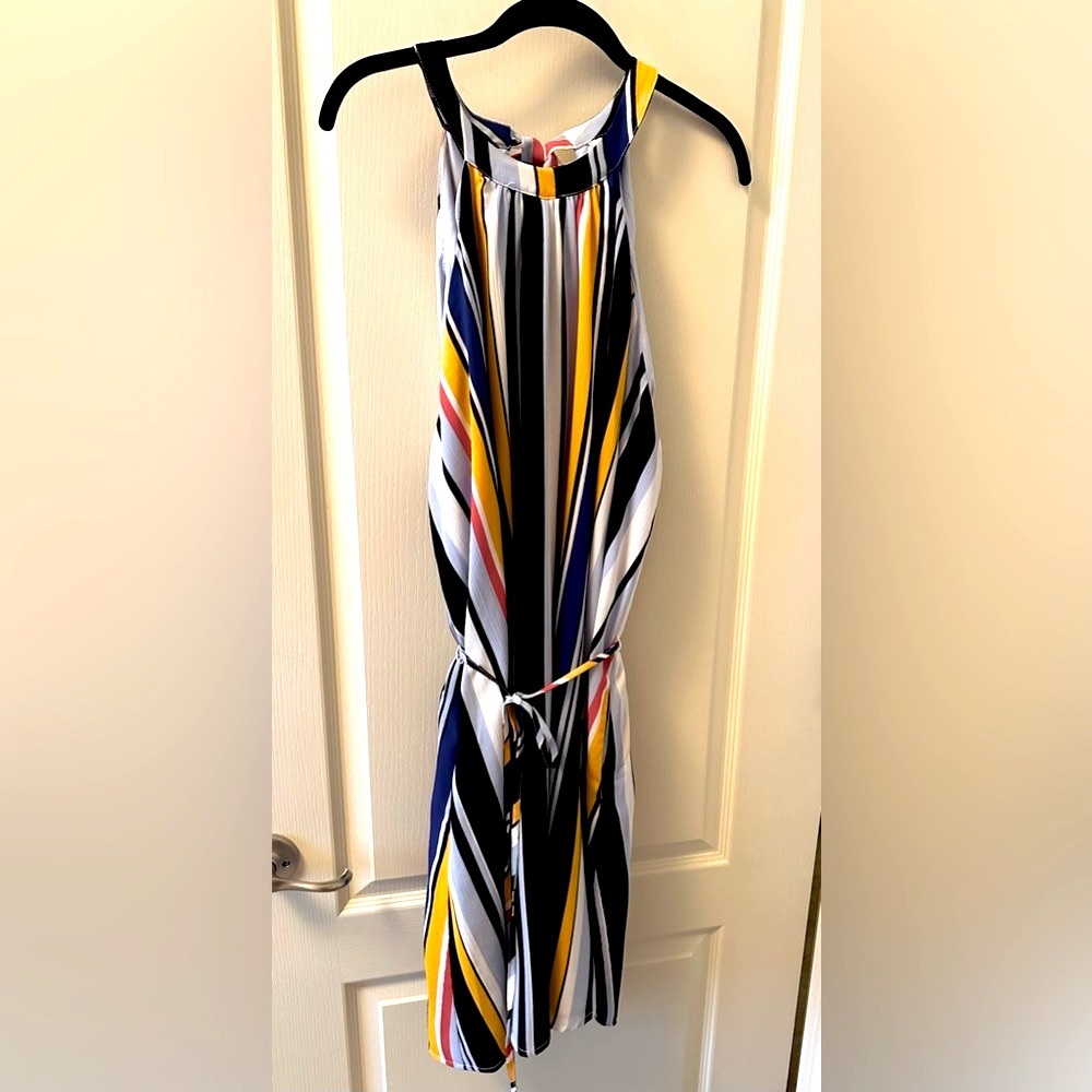 New York & Co. XXL Halter Dress with Tie-Back Neck and Self-Fabric Belt